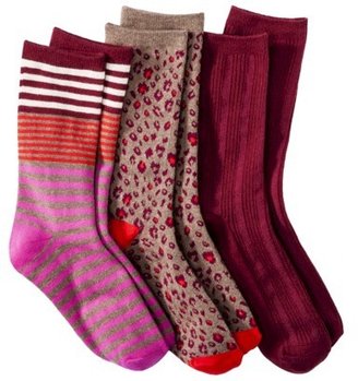 Merona Women's 3-Pack Preppy Socks - Assorted Colors/Patterns