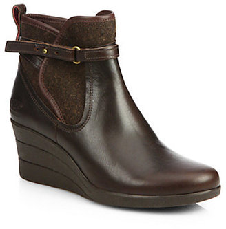 UGG Emalie Leather & Wool Wedge Ankle Boots