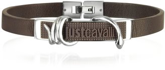 Just Cavalli Route Brown Leather and Rubber Men's Bracelet