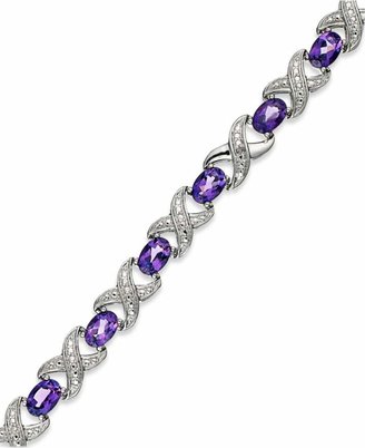 Macy's Amethyst (6-1/2 ct. t.w.) and Diamond Accent XO Bracelet in Sterling Silver