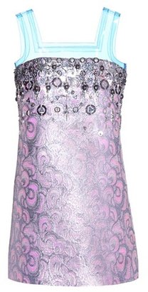 Miu Miu Embellished jacquard dress with transparent straps