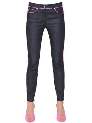 Moschino Skinny Denim Jeans With Pink Piping