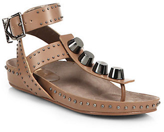 Ivy Kirzhner Treble Studded Leather T-Strap Sandals