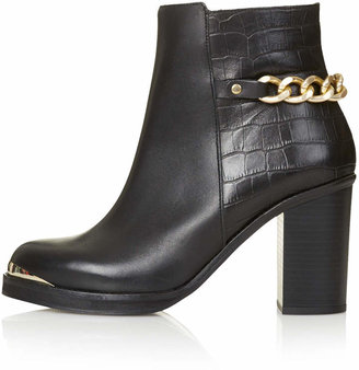Topshop MERIT Heeled Leather Ankle Boots