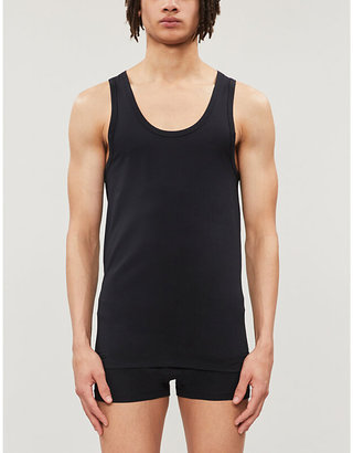 Hanro Men's Black Core Precision Cotton-Blend Vest, Size: S