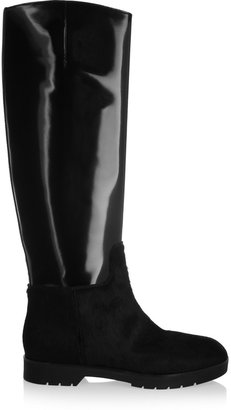 Alexander Wang Georgia calf hair and glossed-leather boots