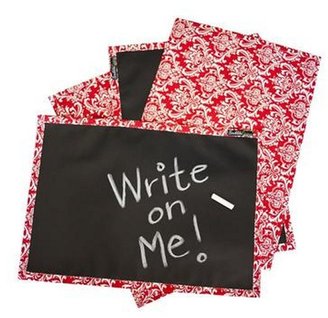 Scribble Linens 4 Reversible Chalkboard Placemats, Red Damask