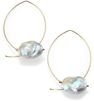 Mizuki Sea of Beauty 12MM Keshi Grey Baroque Pearl & 14K Yellow Gold Marquee Earrings