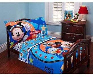 Disney Mickey Mouse 4pc Toddler Microfiber Bedding Set Clubhouse Capitain Mickey Reversible