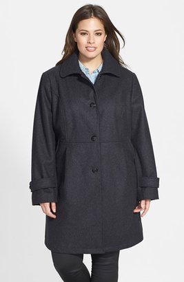 Gallery Babydoll Wool Blend Walking Coat (Plus Size)