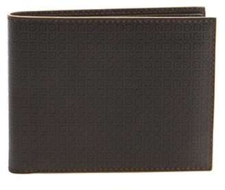 Ferragamo dark brown logo embossed leather bi-fold wallet