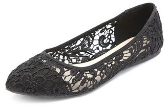 Charlotte Russe Embroidered Lace Pointy Toe Ballet Flats
