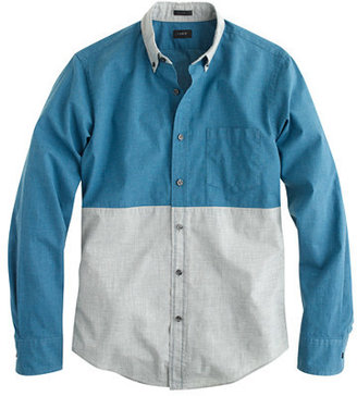 J.Crew Slim Secret Wash shirt in heather smoky blue colorblock