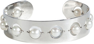 Delfina Delettrez Silver/Pearl Little Roll In Stones Cuff Bracelet