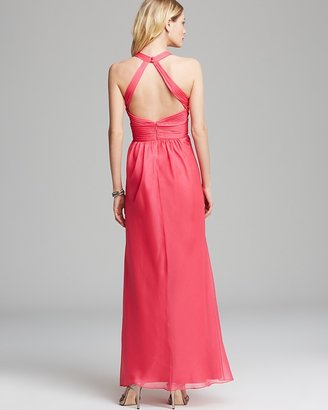 Aqua Gown - V Neck Chiffon with Open Back