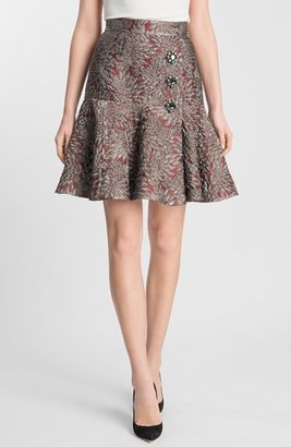 Dolce & Gabbana Jewel Button Flared Brocade Skirt