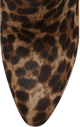 Brian Atwood Bellaria Calf Hair Wedge Bootie, Taupe Leopard