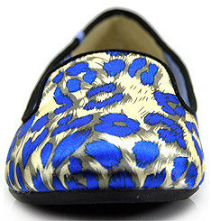 Charles Philip Sheila Leopard - Blue Satin Leopard Printed Loafer