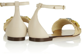 Dolce & Gabbana Crystal-embellished raffia sandals