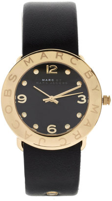 Marc by Marc Jacobs Gold & Black Leather Strap Watch MBM1154 - Black
