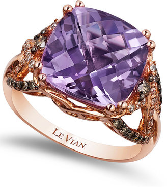 LeVian Amethyst (6 ct. t.w.) and Diamond (1/2 ct. t.w.) Ring in 14k Rose Gold