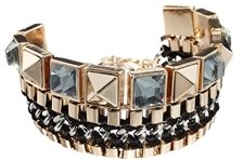 French Connection Mixed Chain And Stone Pyramid Bracelet - gold