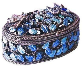 Swarovski Miniature 3" Celtic Oval Filigree Cut Away Blue Butterfly Bee Box Crystals Jewelry Box
