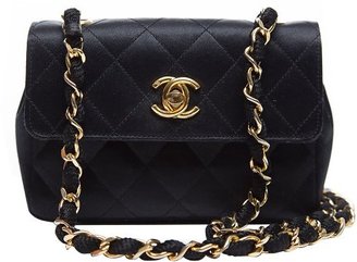 Chanel Pre-owned: black quilted satin vintage mini flap bag