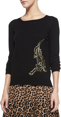 Milly Knit Beaded-Cheetah Pullover
