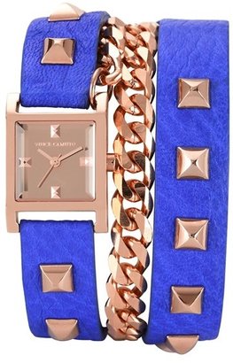 Vince Camuto Double Wrap Chain & Leather Strap Watch, 21mm