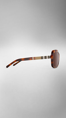 Burberry Check Detail Square Frame Sunglasses