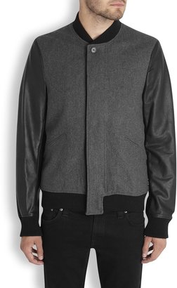 Paul Smith Grey leather and felt bomber jacket