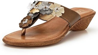 Lotus Sicily Leather Flower Detail Wedge Sandals