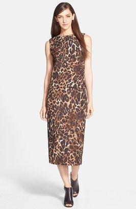 Lafayette 148 New York 'Priscilla' Leopard Print Midi Skirt