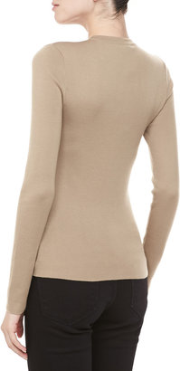 Michael Kors Long-Sleeve Cashmere Sweater, Fawn