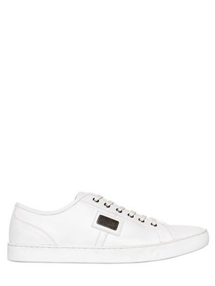 Dolce & Gabbana Metal Logo Plaque Nappa Leather Sneakers