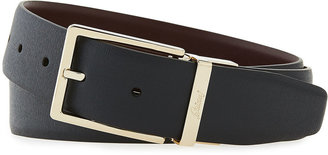 Brioni Reversible Leather Belt, Navy/Burgundy