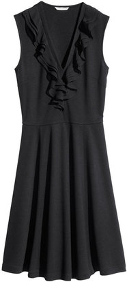 H&M Ruffled Dress - Black - Ladies