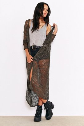 Urban Outfitters Staring At Stars Mesh-Stitch Maxi Cardigan