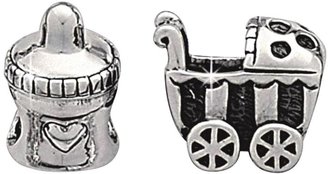 Simply Rhona Sterling Silver Buggy and Milk Bottle Charms (set of 2)