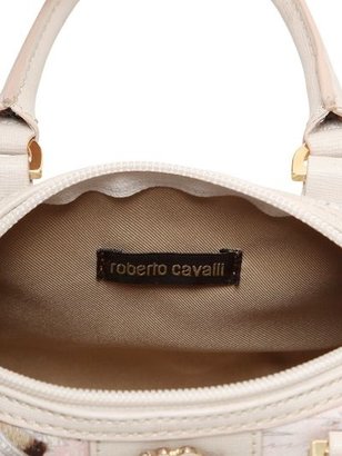 Roberto Cavalli Cotton Canvas & Leather Handbag