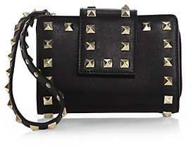Valentino Studded Leather Wristlet Wallet