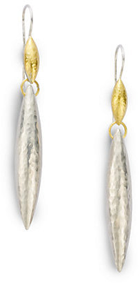 Gurhan Curve 24K Yellow Gold & Sterling Silver Long Wheat Drop Earrings