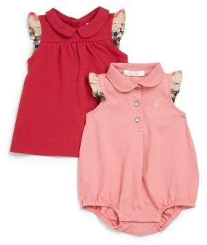 Burberry Infant's Two-Piece Check Flutter Sleeve Dress & Bodysuit Set