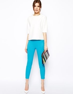 ASOS High Waist Skinny Crop Trouser - Blue
