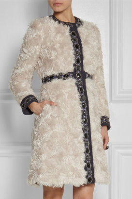 Matthew Williamson Embellished wool-paneled mohair coat
