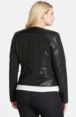 City Chic Cutaway Faux Leather Jacket (Plus Size)