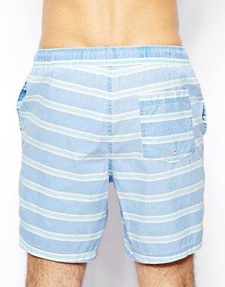 ASOS Stripe Swim Shorts In Mid Length