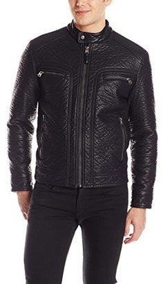 Calvin Klein Men's Bubble Faux-Leather Moto Jacket