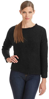 Free People Teddy Bear Knit Pullover-BLACK-Small